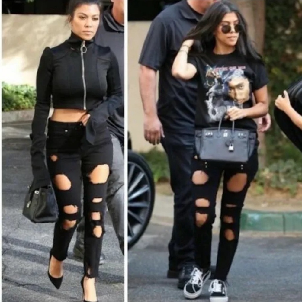 Good American Good Legs Distressed Black Skinny Jeans